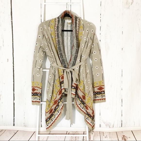 Freeway Sweaters - Freeway Bohemian Tribal fuzzy cardigan sweater